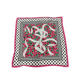 Liz Claiborne Polka Dot Floral Print Lightweight Scarf Size 33"x33" Playful Chic